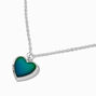 Silver-tone Mood Heart Locket Pendant Necklace,