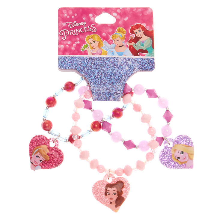 Bracelets &eacute;lastiques avec breloque Disney Princess - Rose, lot de 3,