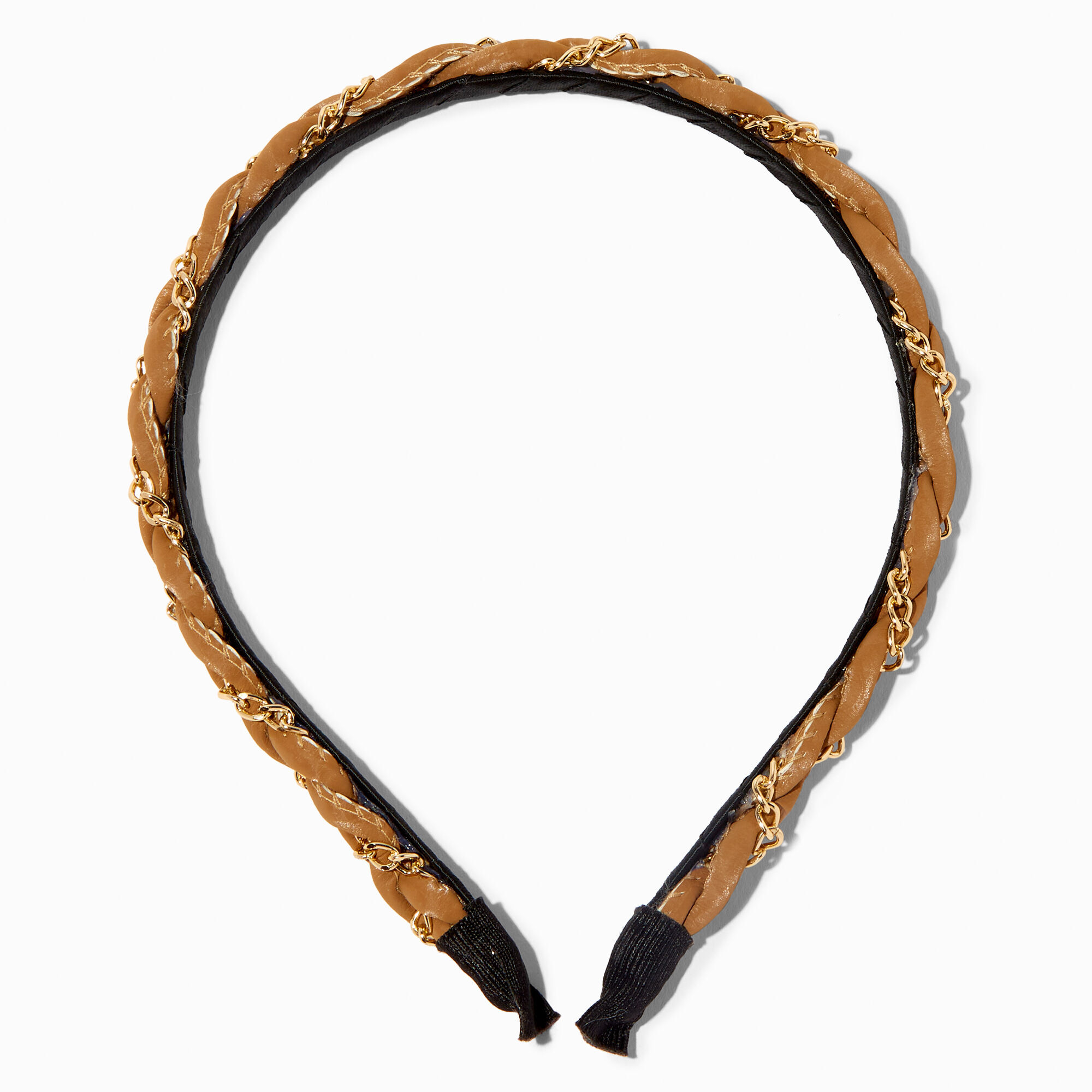 View Claires Gold Chain Woven Headband Brown information