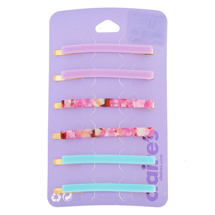 Claire's Lot de 6 épingles plates écaille de tortue rose