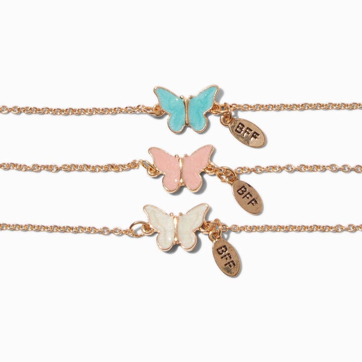 Best Friends Butterfly Chain Bracelets - 3 Pack,
