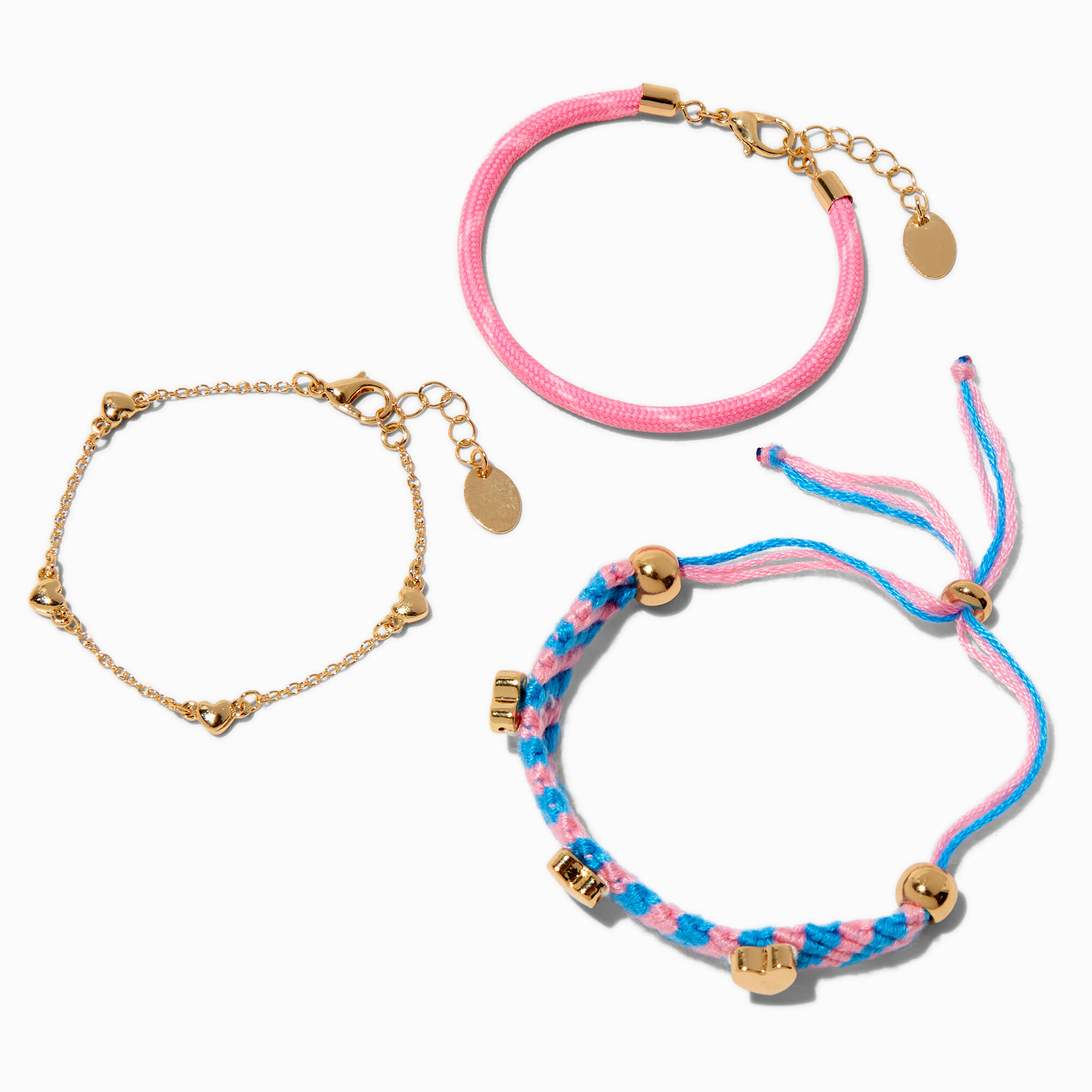 Woven Rope Heart Bracelet Set - 3 Pack,