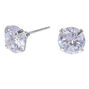 Silver Cubic Zirconia 7MM Round Stud Earrings,