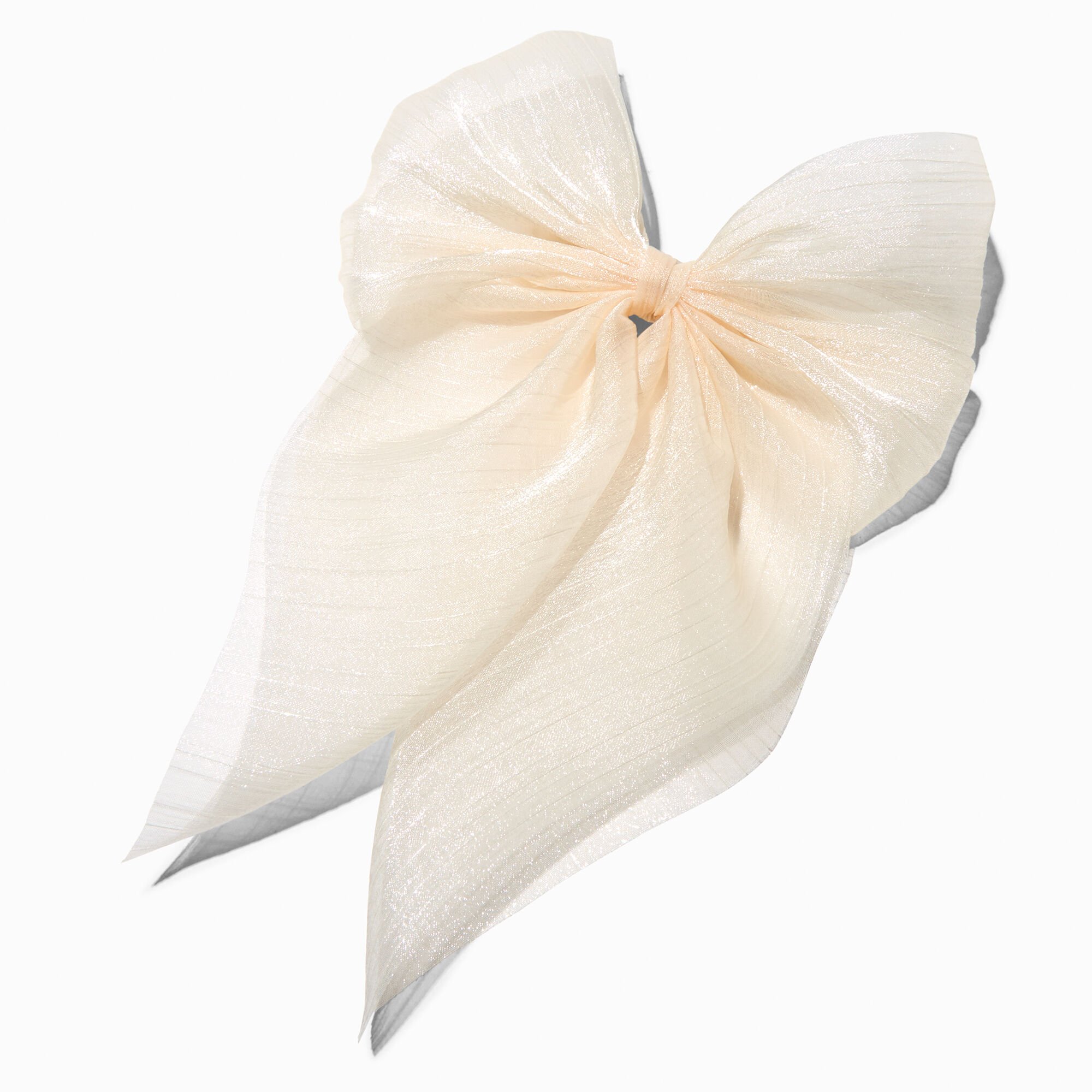 Barrette à nœud en tissu extra-fin couleur ivoire,