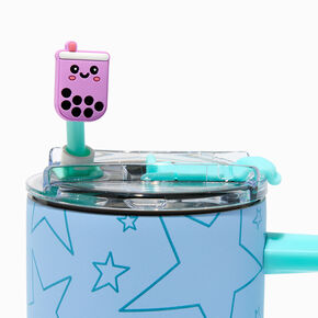 Purple Boba Tea &amp; White Cup Straw Covers - 2 Pack,
