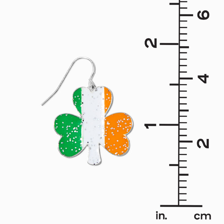 Irish Flag Shamrock 1&quot; Drop Earrings,