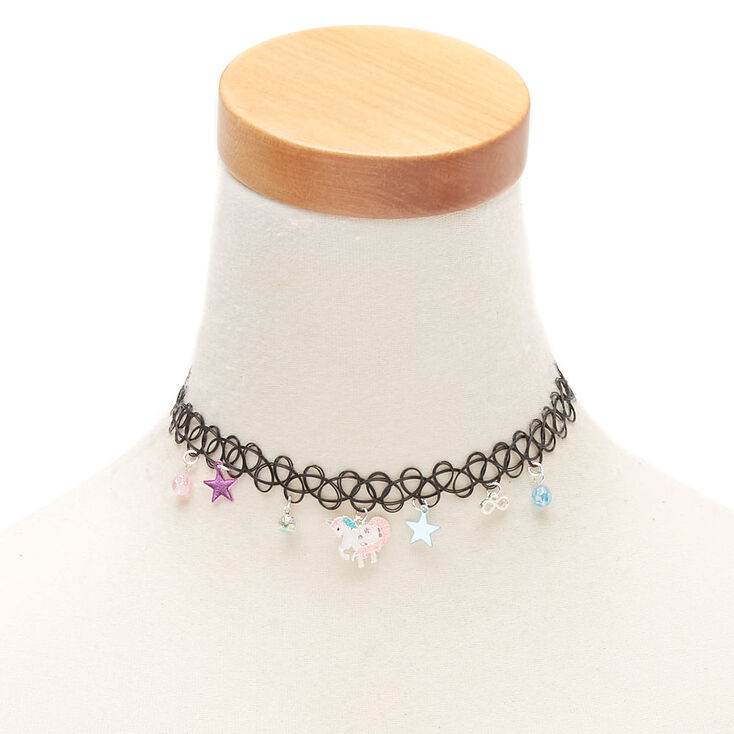 Unicorn Star Tattoo Choker Necklace,