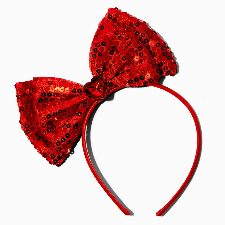 Red Sequin Hearts Bow Headband,