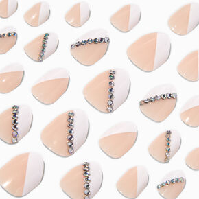 Geometric Gem French Tip Stiletto Press On Vegan Faux Nail Set - 24 Pack,