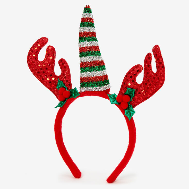 Christmas Reindeer Unicorn Antlers Headband - Red,