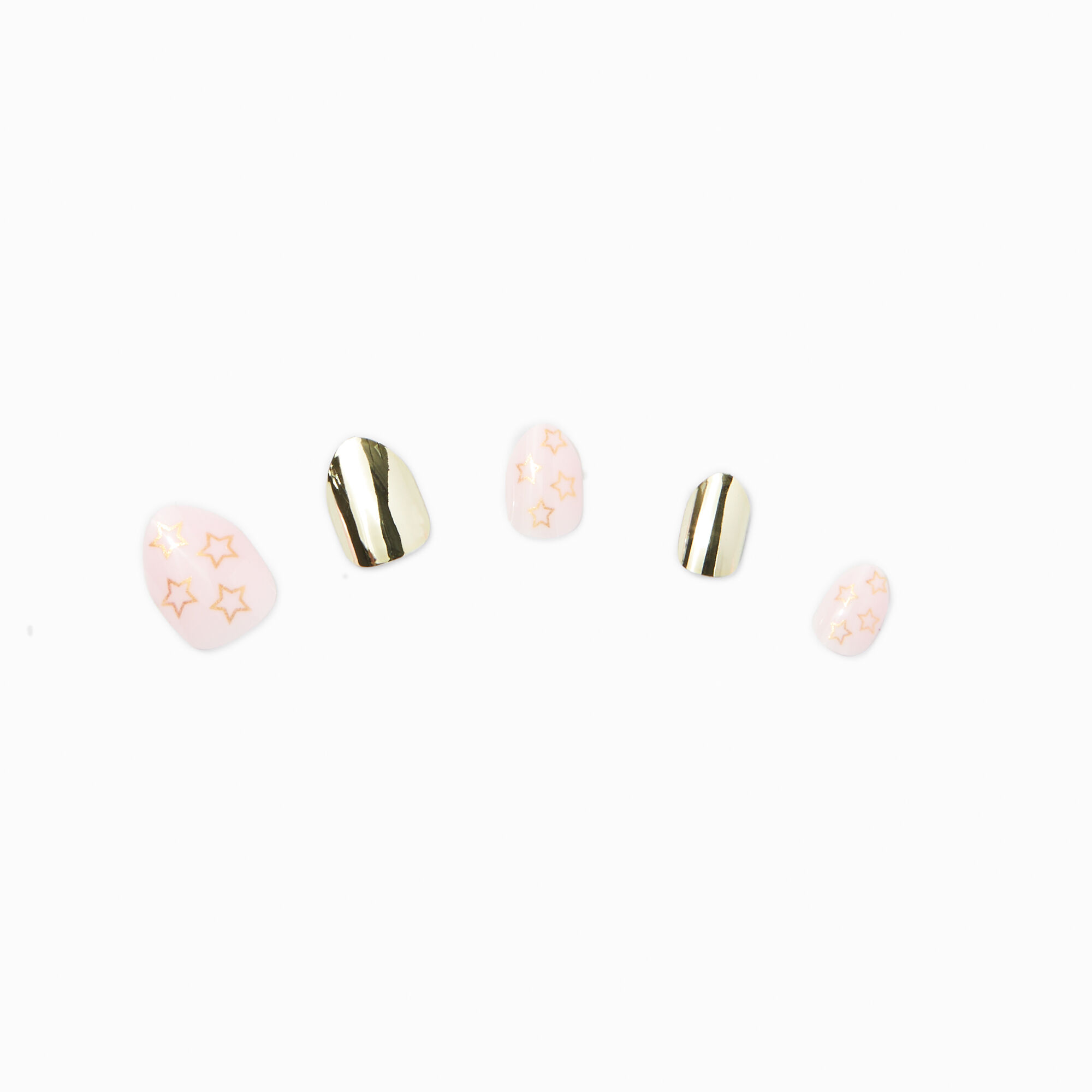 Gold Milky Star Stiletto Press On Vegan Faux Nail Set - 24 Pack,