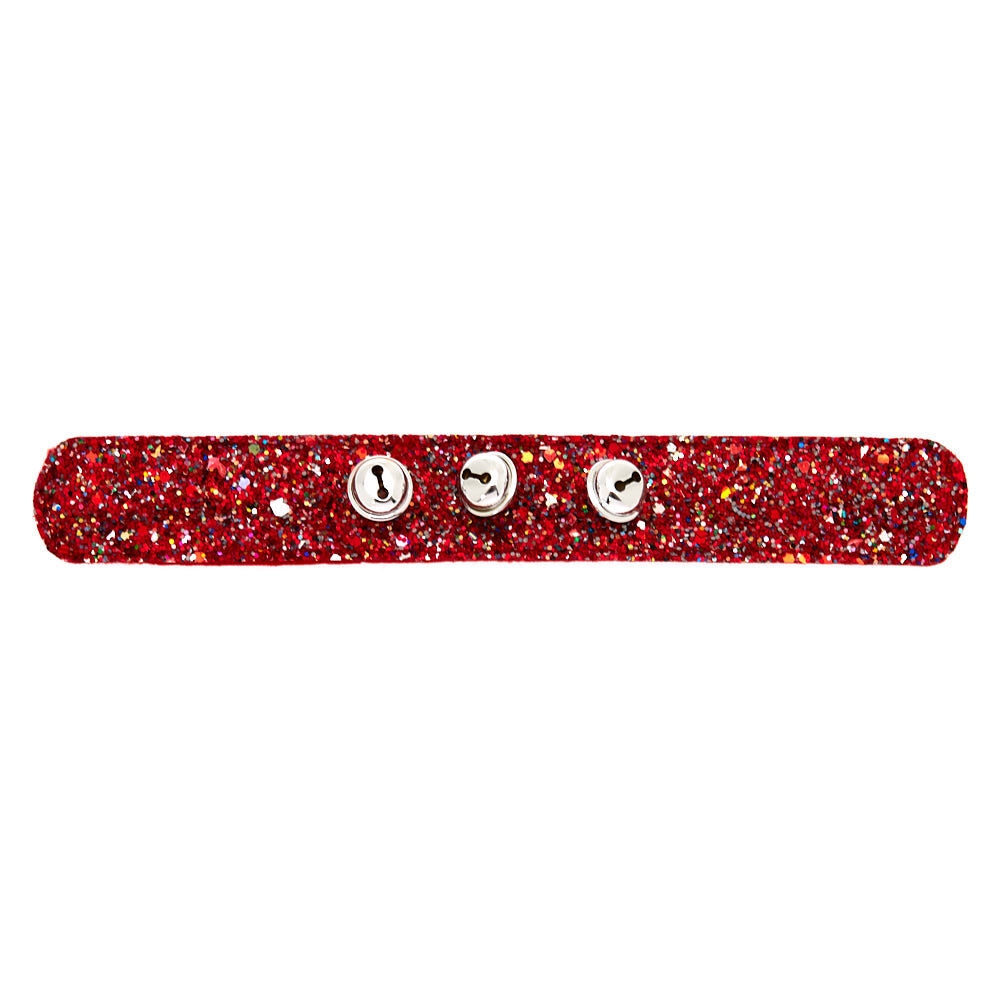 Glitter & Bells Slap Bracelet - Red,