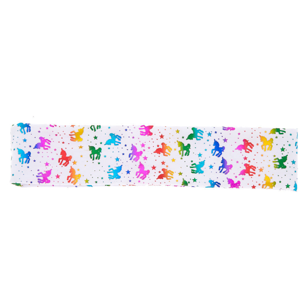 Bandeau blanc à licorne arc-en-ciel,