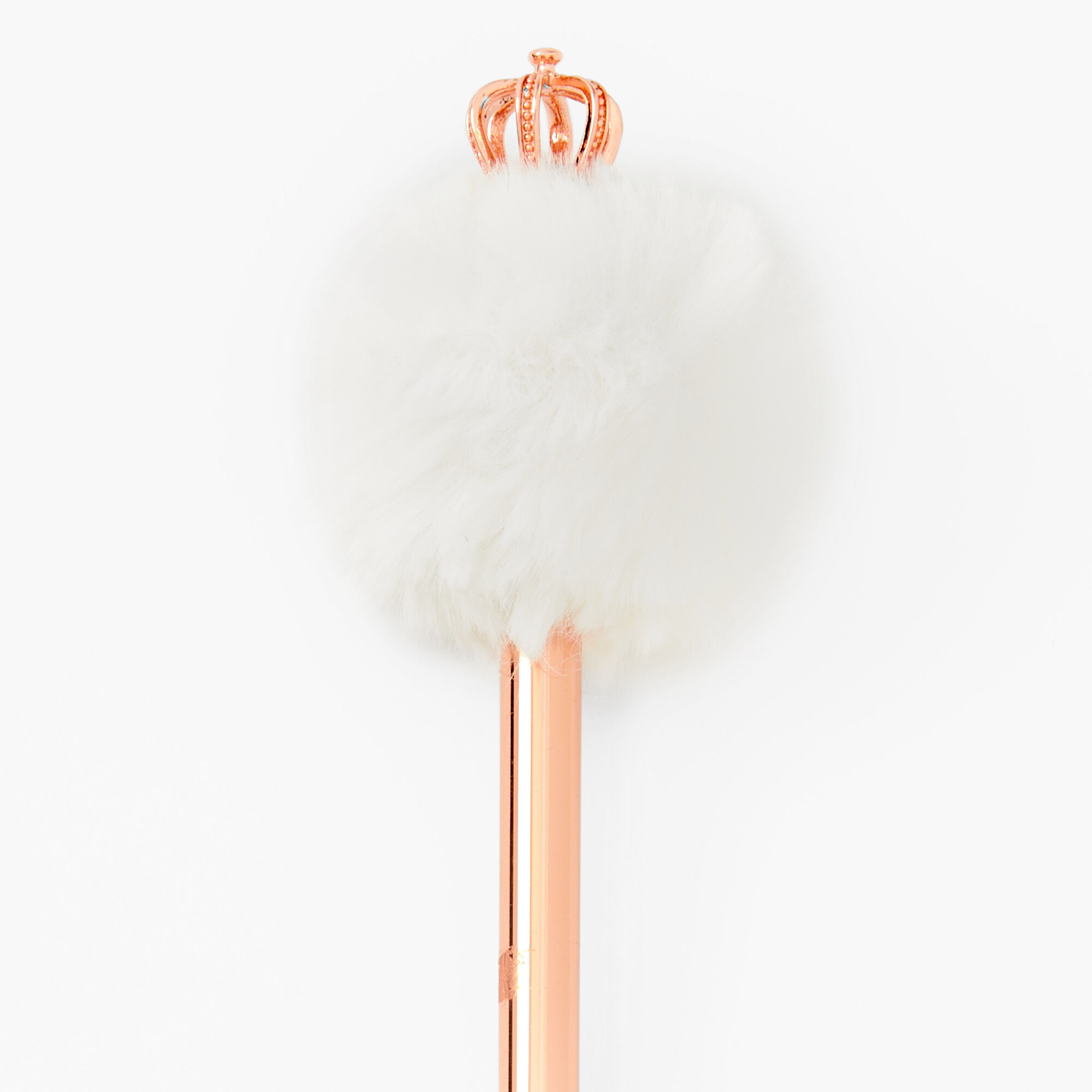 Rose Gold Pom Pom Crown Pen - Ivory,