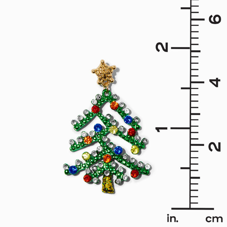 Gemstone Christmas Tree 1.5&quot; Drop Earrings,