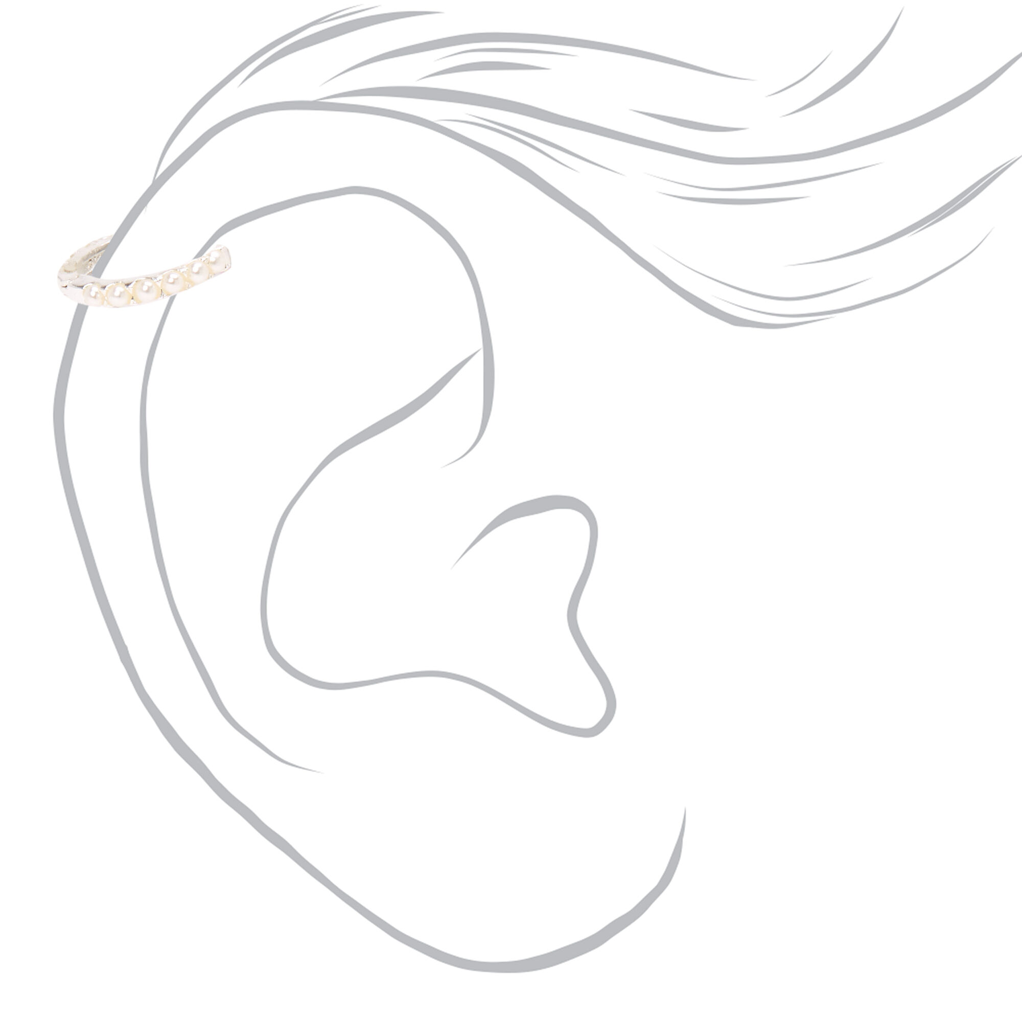 Sterling Silver 22G Pearl Helix Hoop Earring,