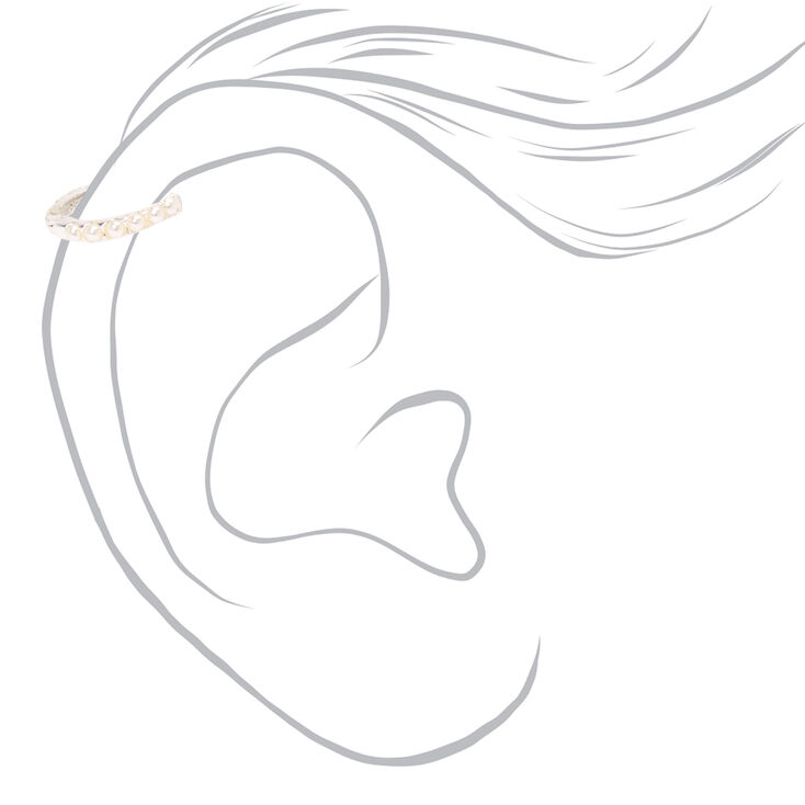 Sterling Silver 22G Pearl Helix Hoop Earring,