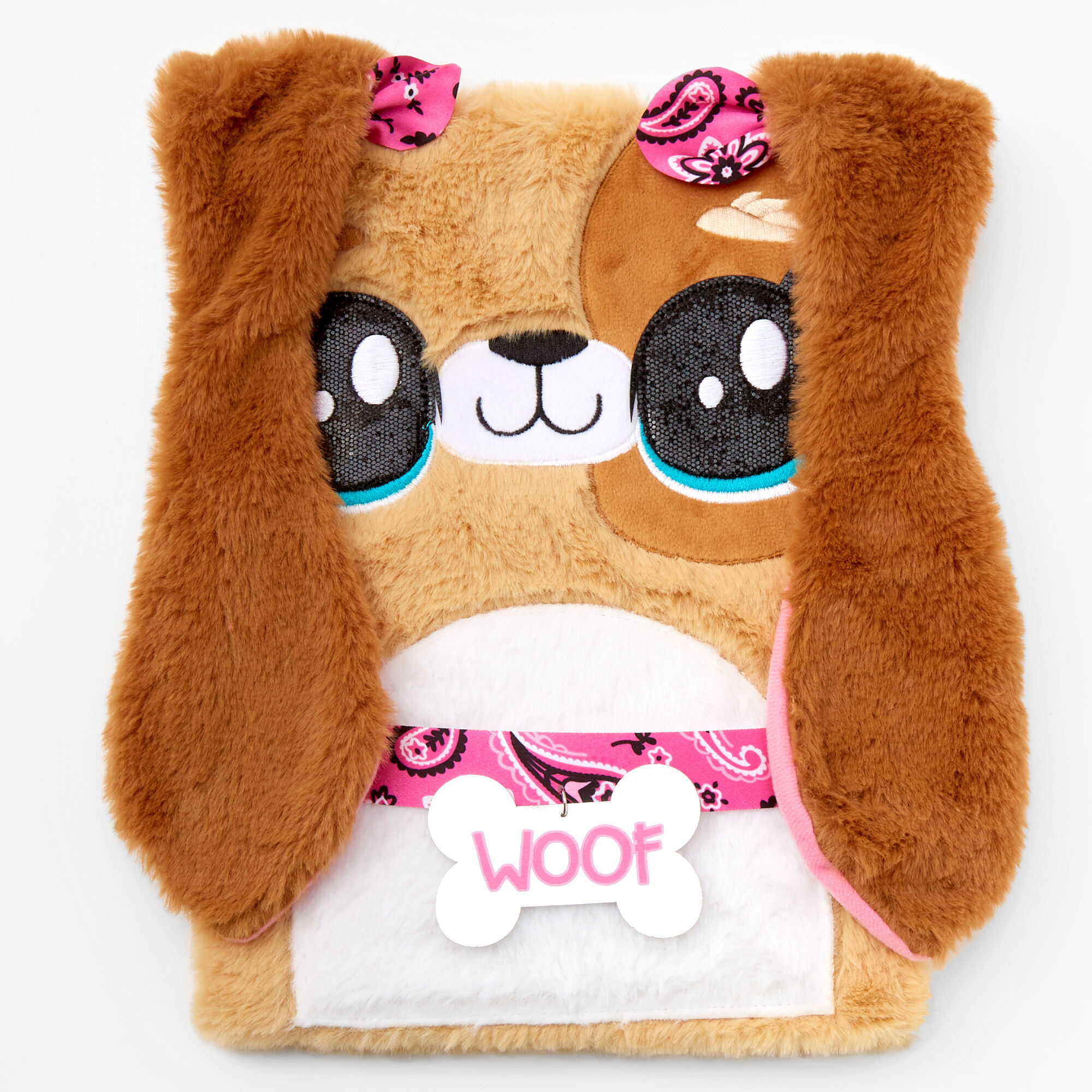Claire's Carnet pelucheux bandana chiot - Marron