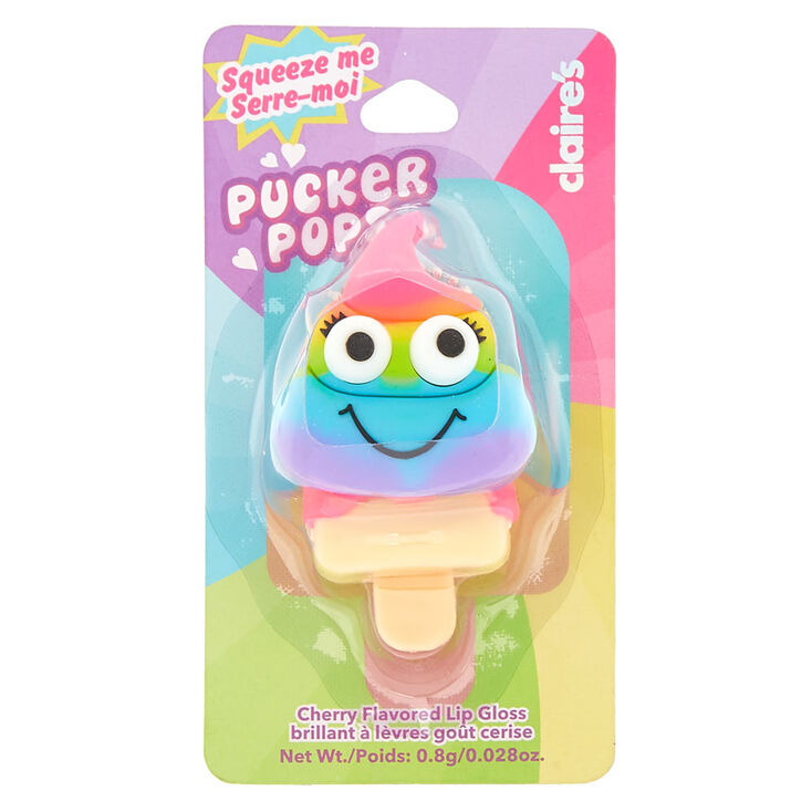 Gloss &eacute;moji crotte arc-en-ciel Pucker Pops,