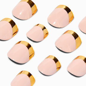 Claire&#39;s Club Gold Chrome French Square Press On Vegan Faux Nail Set - 24 Pack,