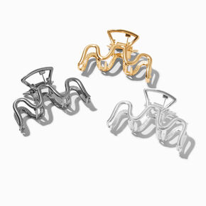Mixed Metal Squiggle Hair Claws - 3 Pack,