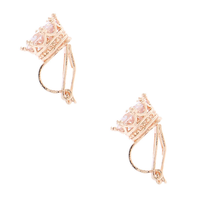 Rose Gold Cubic Zirconia 8MM Round Clip On Stud Earrings,