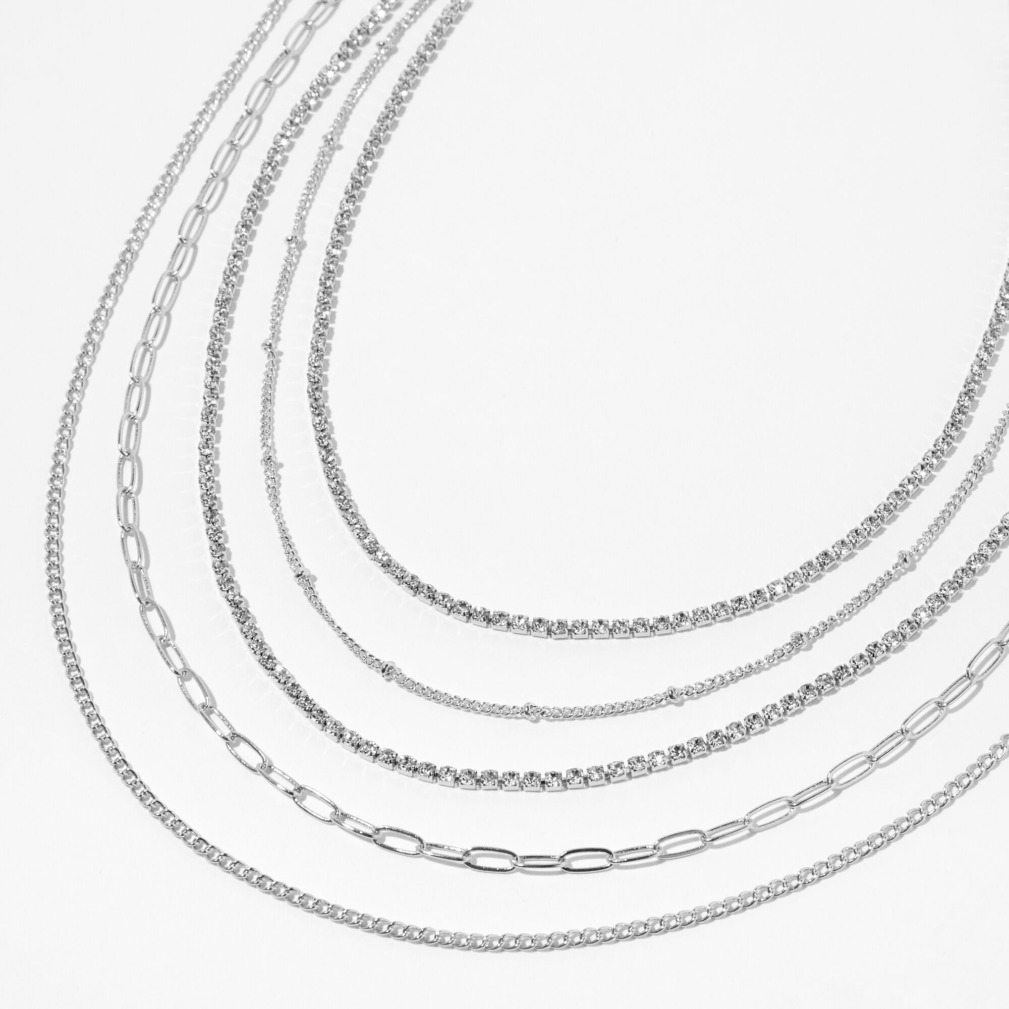View Claires Tone Delicate Chain Multi Strand Necklace Silver information