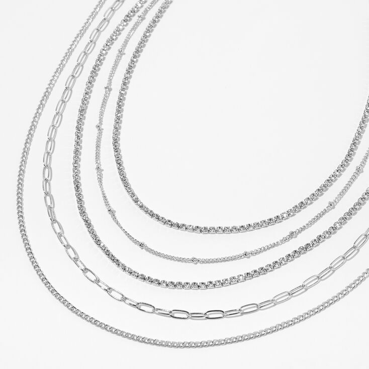 Silver Delicate Chain Multi Strand Necklace,
