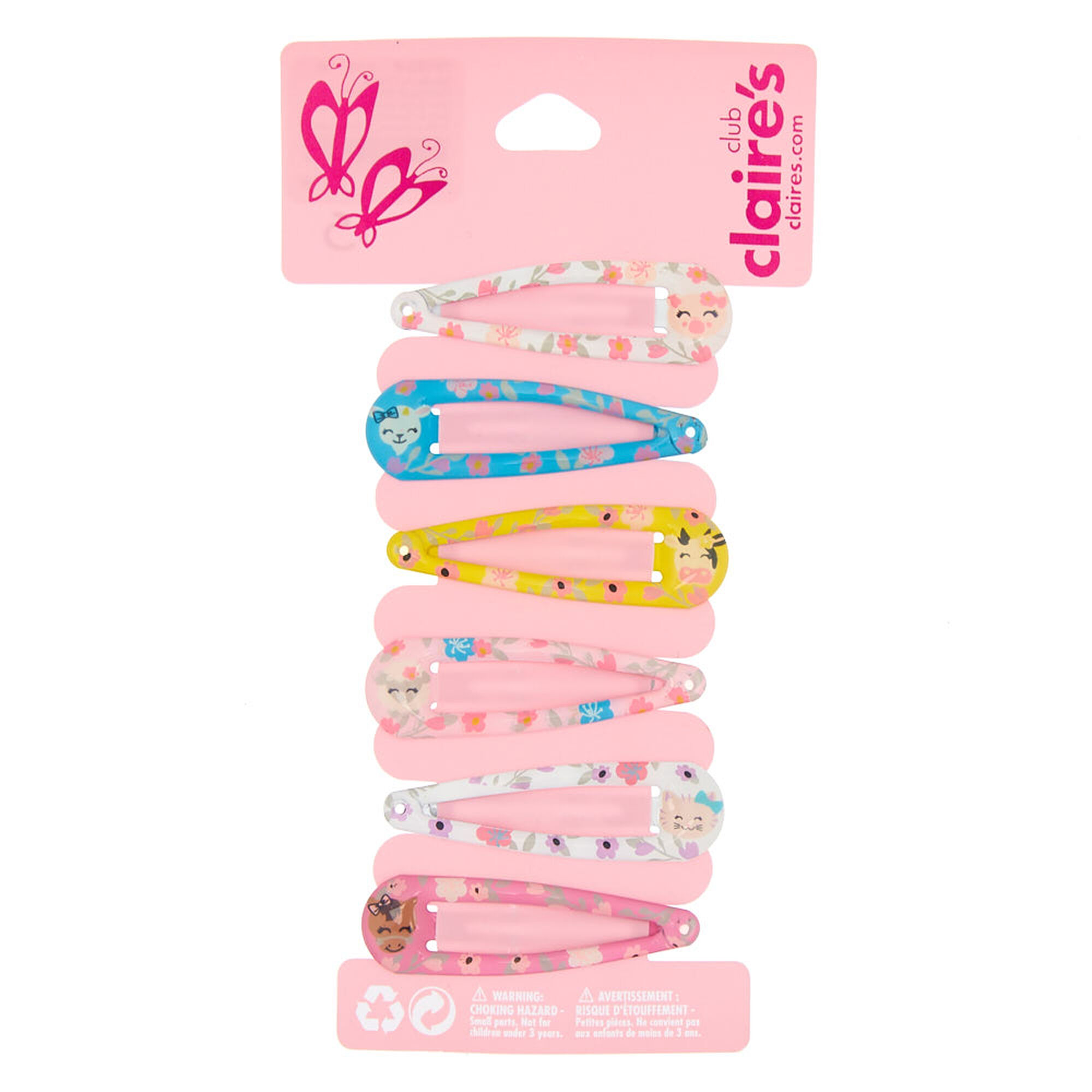 Claire's Club Animal Snap Hair Clips 6 Pack Claire's US