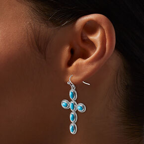 Turquoise Cowgirl Cross Drop Earrings,