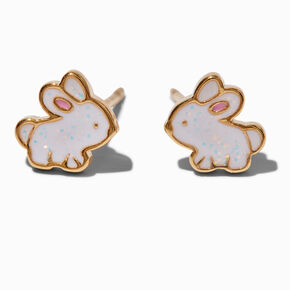 18kt Gold Plated Enamel Bunny Stud Earrings,