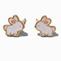 18kt Gold Plated Enamel Bunny Stud Earrings,