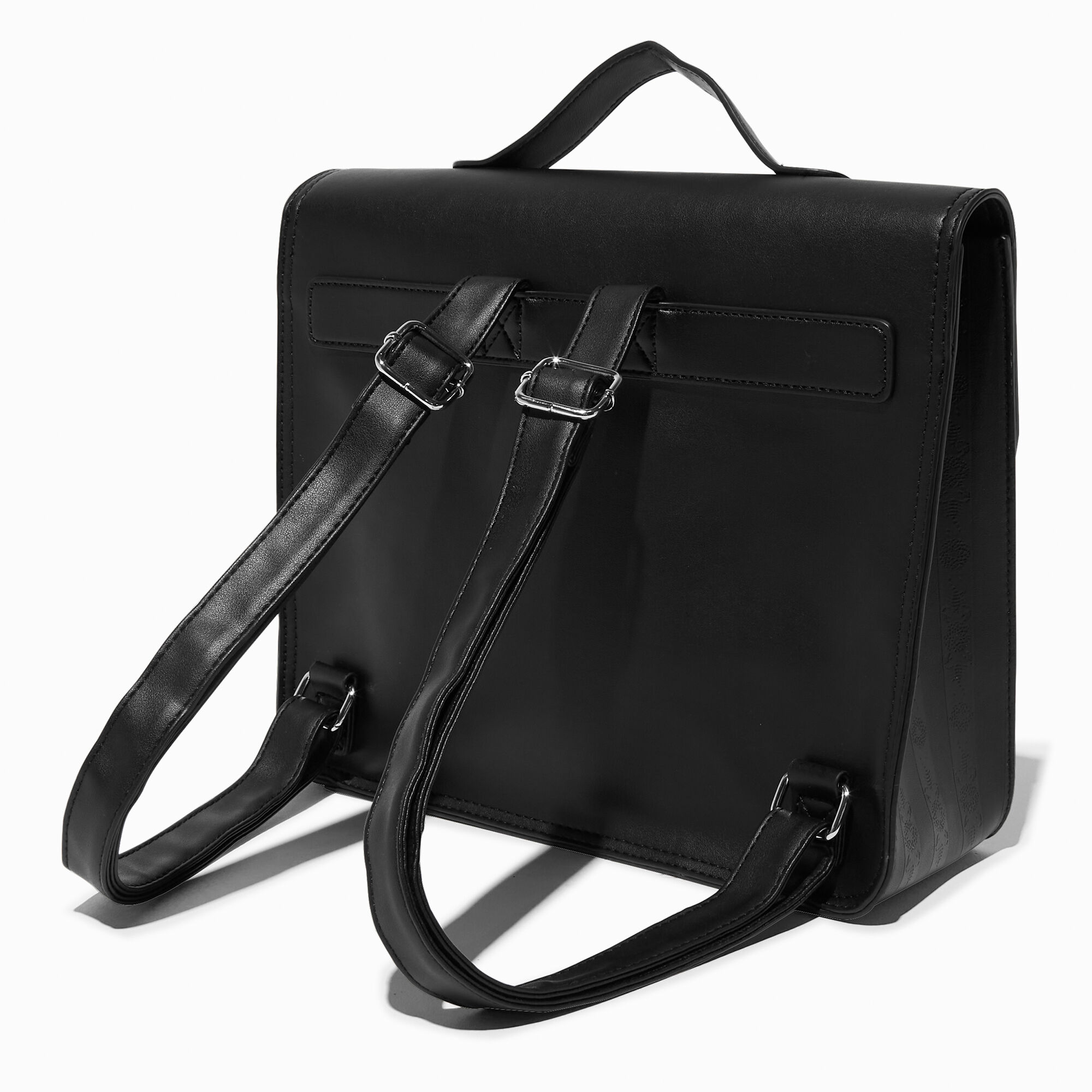 Black leather sales satchel backpack