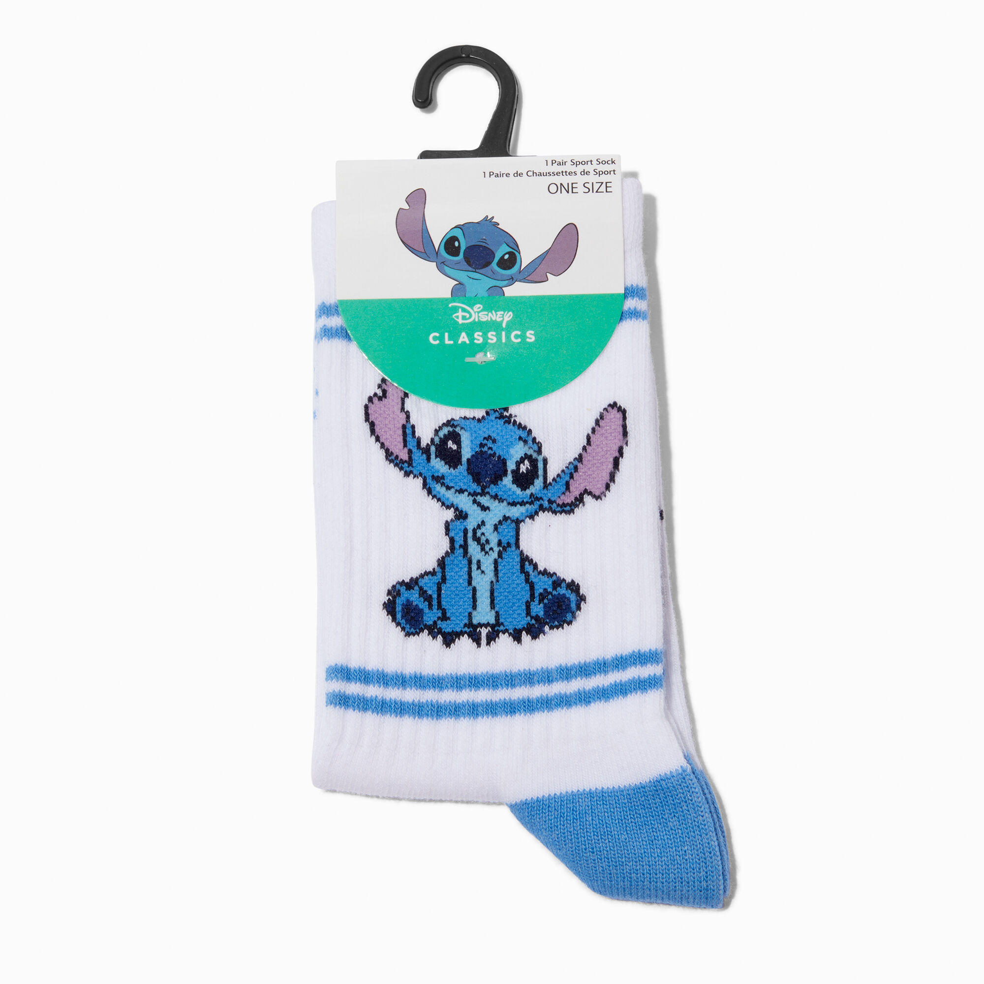 View Claires Disney Classics Stitch Sport Crew Socks 1 Pair information