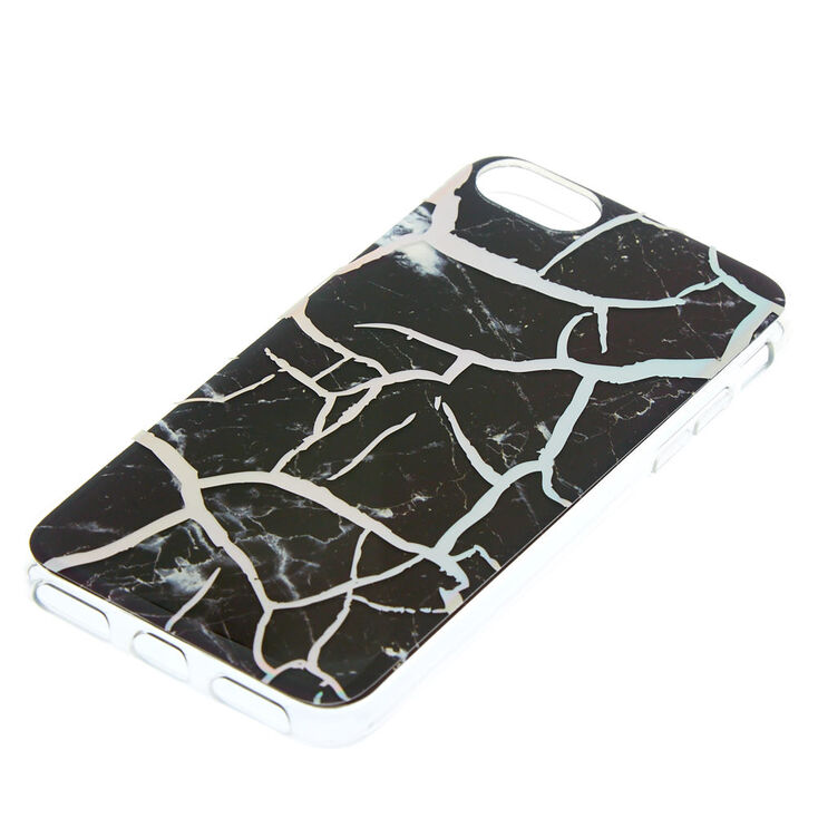 Black Cracked Marble Phone Case - Fits iPhone 6/7/8/SE,