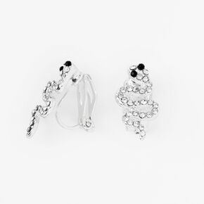 Silver-tone Snake Clip-On Earrings,