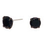 Black Cubic Zirconia Round Stud Earrings - 8MM,
