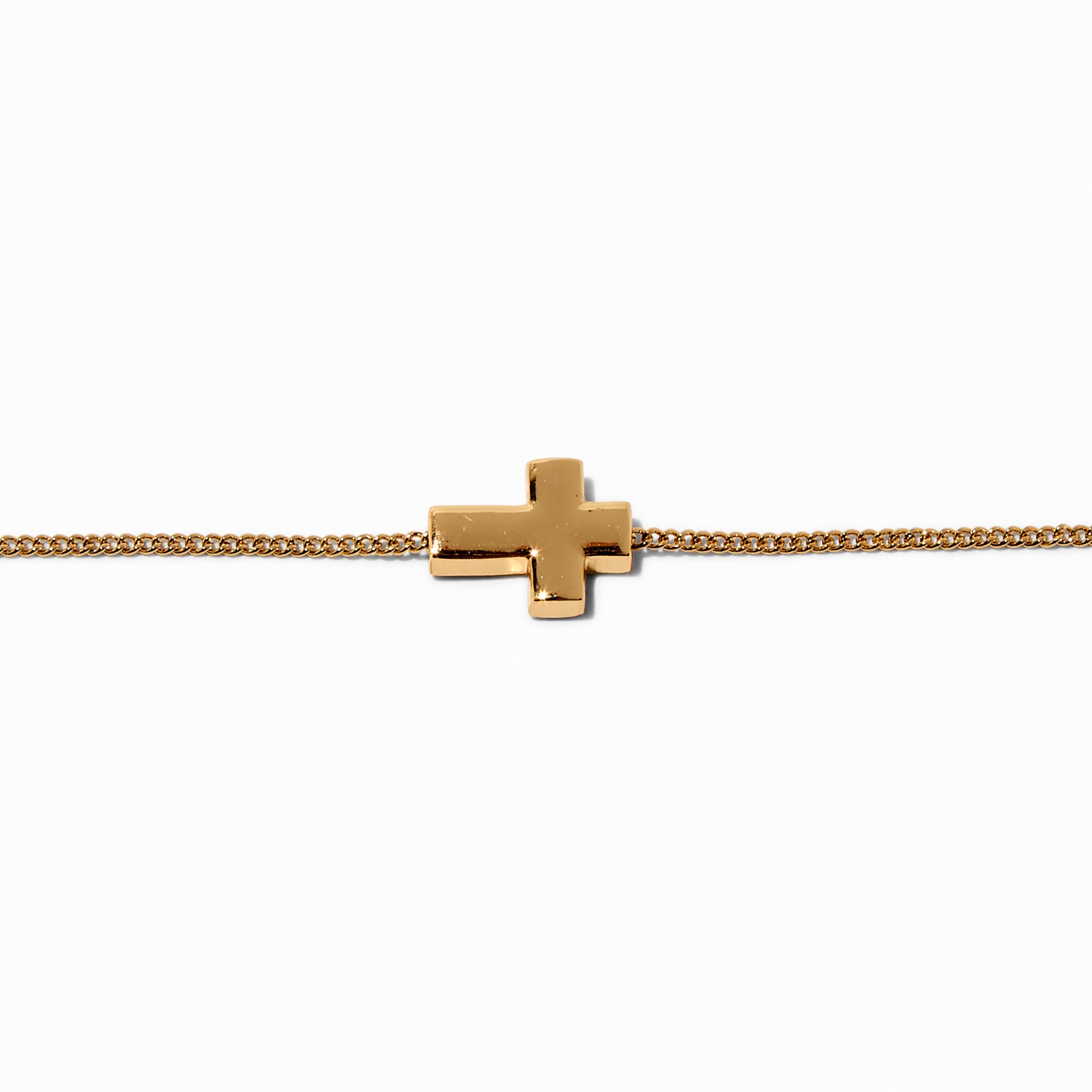 Gold-tone Sideways Cross Chain Bracelet,