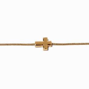 Gold-tone Sideways Cross Chain Bracelet,