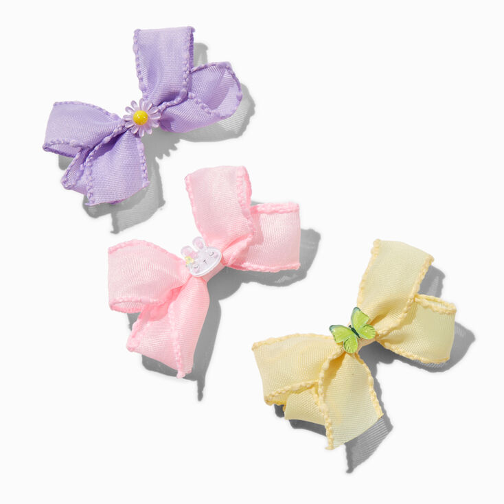Claire's Club Pastel Ribbon Loopy Hair Bow Clips - 3 Pack