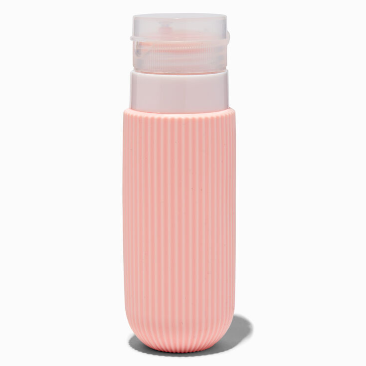 Pink Ribbed Reusable Travel Bottle,