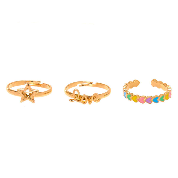 Gold Love Rings - 3 Pack,