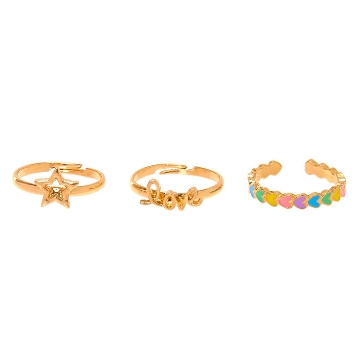 Gold Love Rings - 3 Pack,