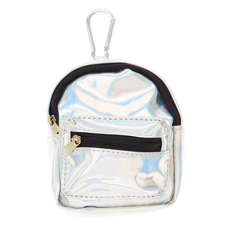 Silver Holographic Mini Backpack Purse Keychain | Claire&#39;s US