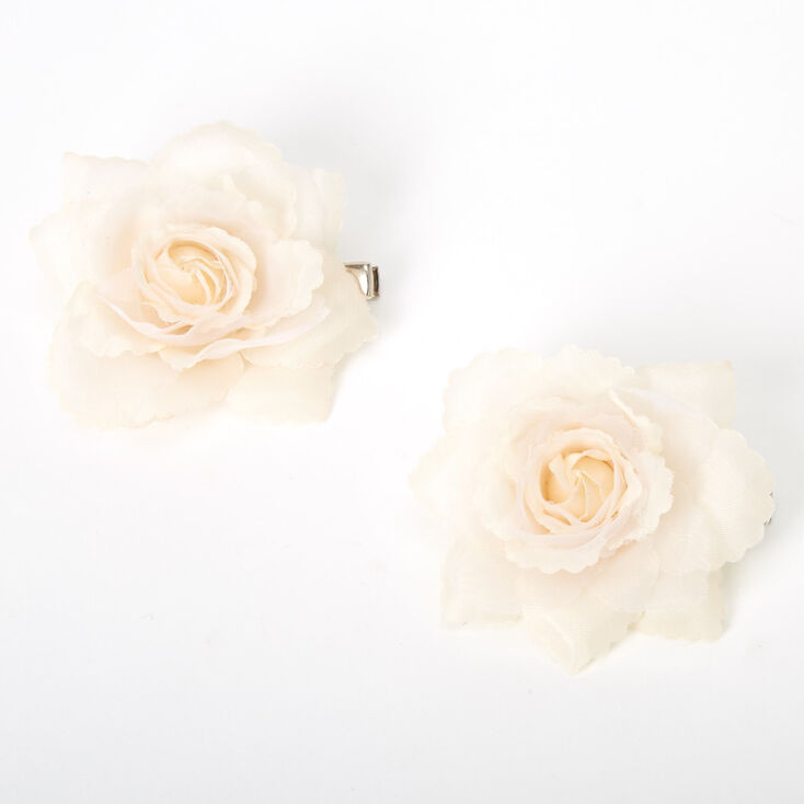 Barrettes &agrave; cheveux avec mini rose artificielle - Nude, lot de&nbsp;2,