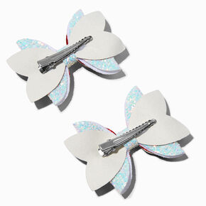 Candy Cane Stripe Glittery Hair Bow Clips - 2 Pack,