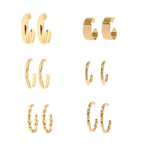 Gold-tone Assorted Hoop Earrings - 6 Pack,