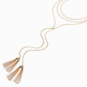 Gold Tassel Bolo Multi-Strand Necklace,