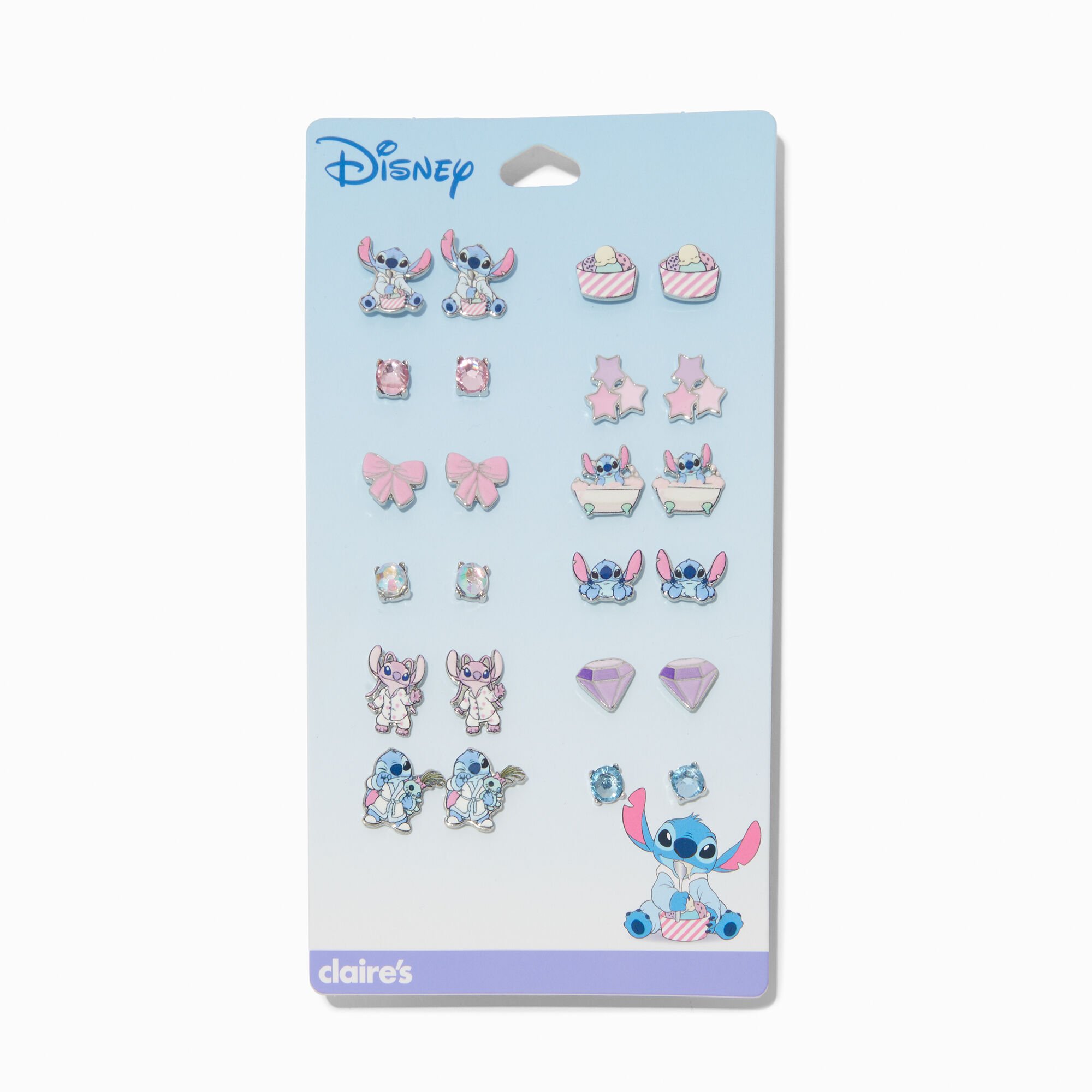 Disney Stitch Claire's Exclusive Slumber Party Stud Earring Set - 12 Pack,