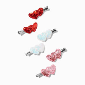 Valentine&#39;s Day Heart Hair Clips - 6 Pack,